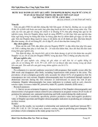 Bước đầu đánh giá kết quả siêu âm Doppler động mạch tử cung ở tuần 20-24 thai kỳ trong dự đoán tiền sản giật tại Trung tâm y tế TP. Châu Đốc