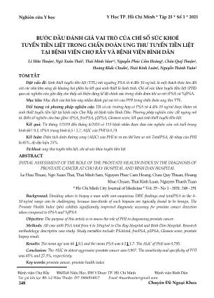 Bước đầu đánh giá vai trò của chỉ số sức khoẻ tuyến tiền liệt trong chẩn đoán ung thư tuyến tiền liệt tại Bệnh viện Chợ Rẫy và Bệnh viện Bình Dân