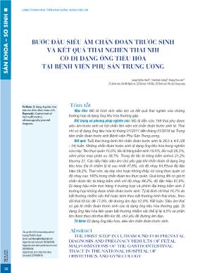 Bước đầu siêu âm chẩn đoán trước sinh và kết quả thai nghén thai nhi có dị dạng ống tiêu hóa tại Bệnh viện Phụ sản Trung ương