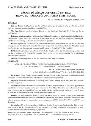 Các chỉ số siêu âm doppler mô tim thai trong ba tháng cuối của thai kỳ bình thường