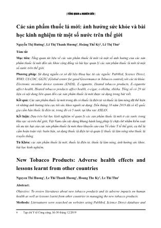 Các sản phẩm thuốc lá mới: ảnh hưởng sức khỏe và bài học kinh nghiệm từ một số nước trên thế giới