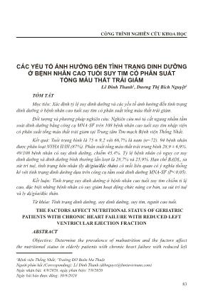 Các yếu tố ảnh hưởng đến tình trạng dinh dưỡng ở bệnh nhân cao tuổi suy tim có phân suất tống máu thất trái giảm