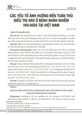 Các yếu tố ảnh hưởng đến tuân thủ điều trị ARV ở bệnh nhân nhiễm HIV/AIDS tại Việt Nam