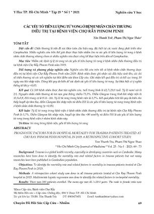 Các yếu tố tiên lượng tử vong ở bệnh nhân chấn thương điều trị tại Bệnh viện Chợ Rẫy Phnom Penh