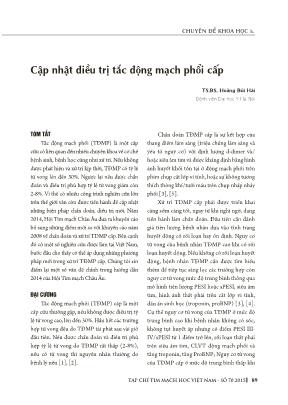 Cập nhật điều trị tắc động mạch phổi cấp