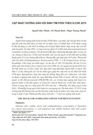 Cập nhật hướng dẫn hồi sinh tim phổi theo ILCOR 2015