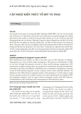 Cập nhật kiến thức về HIV và thai