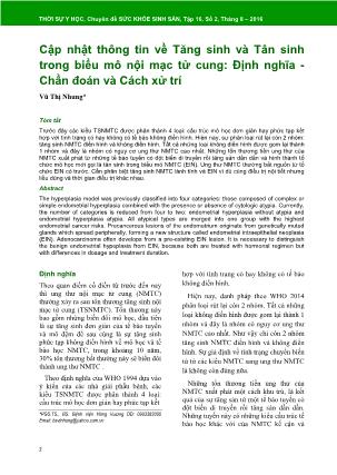 Cập nhật thông tin về Tăng sinh và Tân sinh trong biểu mô nội mạc tử cung: Định nghĩa - Chẩn đoán và Cách xử trí