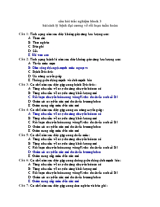 Câu hỏi trắc nghiệm Bài sinh lý bệnh đại cương về rối loạn tuần hoàn