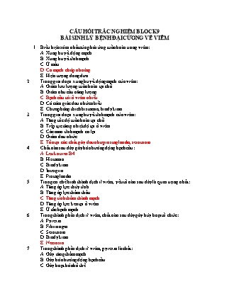 Câu hỏi trắc nghiệm Bài sinh lý bệnh đại cương về viêm