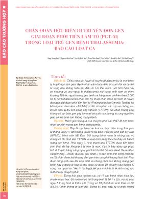 Chẩn đoán đột biến di truyền đơn gen giai đoạn phôi tiền làm tổ (PGT-M) trong loại trừ gen bệnh thalassemia: Báo cáo loạt ca
