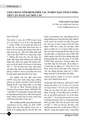 Chẩn đoán sớm bệnh phổi tắc nghẽn mạn tính (COPD): tiếp cận ngay sau đợt cấp