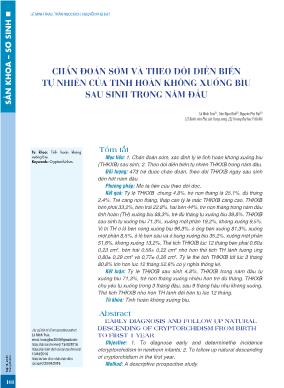 Chẩn đoán sớm và theo dõi diễn biến tự nhiên của tinh hoàn không xuống bìu sau sinh trong năm đầu