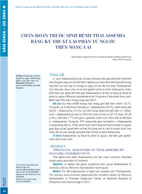 Chẩn đoán trước sinh bệnh thalassemia bằng kỹ thuật lai phân tử ngược trên màng lai