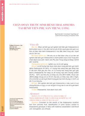 Chẩn đoán trước sinh bệnh thalassemia tại Bệnh viện Phụ sản Trung ương