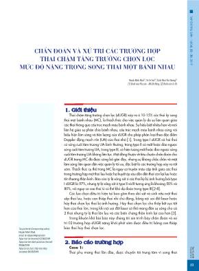 Chẩn đoán và xử trí các trường hợp thai chậm tăng trưởng chọn lọc mức độ nặng trong song thai một bánh nhau