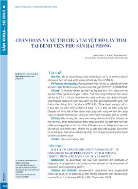 Chẩn đoán và xử trí chửa tại vết mổ lấy thai tại Bệnh viện Phụ sản Hải Phòng