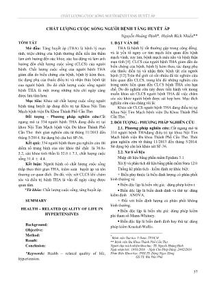 Chất lượng cuộc sống người bệnh tăng huyết áp