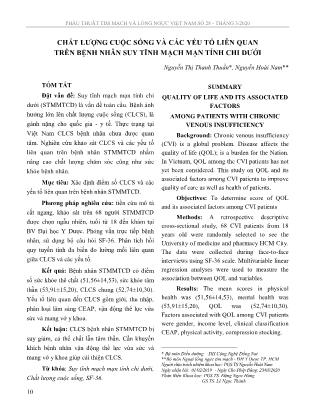 Chất lượng cuộc sống và các yếu tố liên quan trên bệnh nhân suy tĩnh mạch mạn tính chi dưới