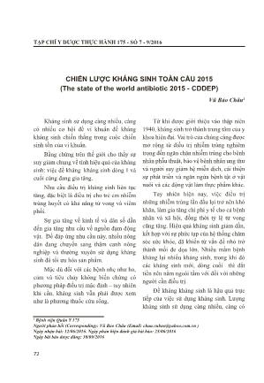 Chiến lược kháng sinh toàn cầu 2015 (The state of the world antibiotic 2015 - CDDEP)