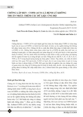 Chồng lấp hen - COPD (ACO) là bệnh lý không thuần nhất: thêm các dữ liệu ủng hộ