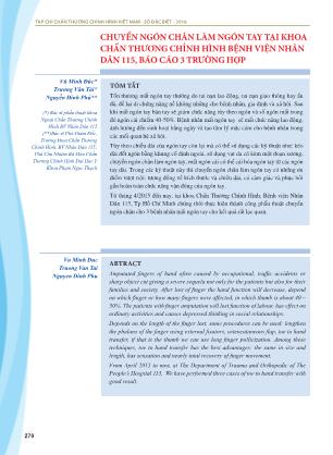 Chuyển ngón chân làm ngón tay tại khoa chấn thương chỉnh hình Bệnh viện Nhân dân 115, Báo cáo 3 trường hợp