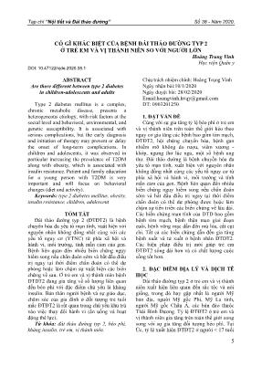Có gì khác biệt của bệnh đái tháo đường typ 2 ở trẻ em và vị thành niên so với người lớn
