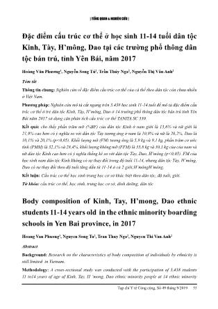 Đặc điểm cấu trúc cơ thể ở học sinh 11-14 tuổi dân tộc Kinh, Tày, H’mông, Dao tại các trường phổ thông dân tộc bán trú, tỉnh Yên Bái, năm 2017
