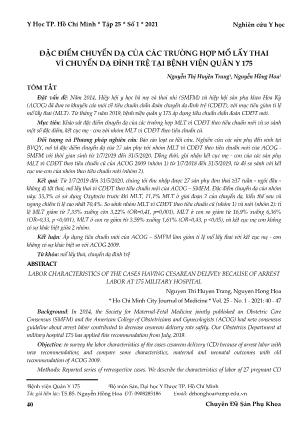 Đặc điểm chuyển dạ của các trường hợp mổ lấy thai vì chuyển dạ đình trệ tại Bệnh viện Quân Y 175