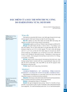 Đặc điểm của dậy thì sớm trung ương do Harmatoma vùng dưới đồi