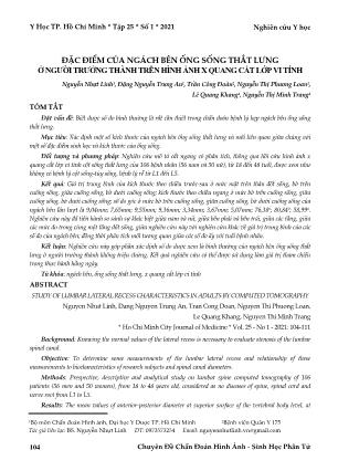 Đặc điểm của ngách bên ống sống thắt lưng ở người trưởng thành trên hình ảnh X quang cắt lớp vi tính