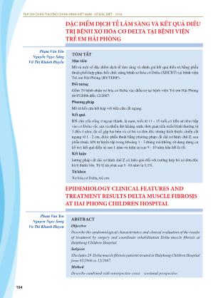 Đặc điểm dịch tễ lâm sàng và kết quả điều trị bệnh xơ hóa cơ Delta tại Bệnh viện trẻ em Hải Phòng