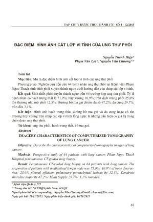 Đặc điểm hình ảnh cắt lớp vi tính của ung thư phổi