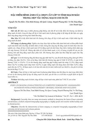 Đặc điểm hình ảnh của chụp cắt lớp vi tính mạch máu trong hẹp tắc động mạch chi dưới