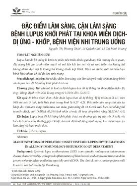 Đặc điểm lâm sàng, cận lâm sàng bệnh lupus khởi phát tại khoa miễn dịch dị ứng - khớp, Bệnh viện Nhi Trung Ương
