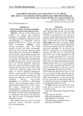 Đặc điểm lâm sàng, cận lâm sàng và các chỉ số siêu âm tử cung buồng trứng trong dậy thì sớm ở trẻ gái