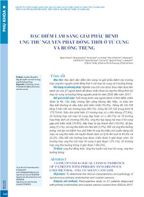 Đặc điểm lâm sàng giải phẫu bệnh ung thư nguyên phát đồng thời ở tử cung và buồng trứng