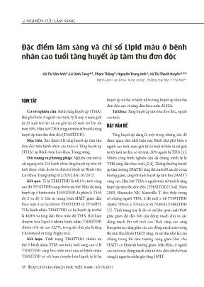 Đặc điểm lâm sàng và chỉ số Lipid máu ở bệnh nhân cao tuổi tăng huyết áp tâm thu đơn độc