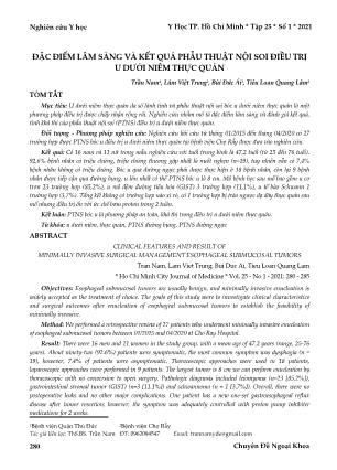 Đặc điểm lâm sàng và kết quả phẫu thuật nội soi điều trị u dưới niêm thực quản