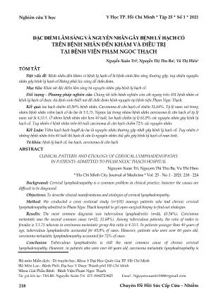 Đặc điểm lâm sàng và nguyên nhân gây bệnh lý hạch cổ trên bệnh nhân đến khám và điều trị tại Bệnh viện Phạm Ngọc Thạch