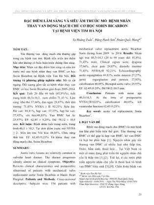 Đặc điểm lâm sàng và siêu âm trước mổ bệnh nhân thay van động mạch chủ cơ học sorin bicarbon tại Bệnh viện Tim Hà Nội