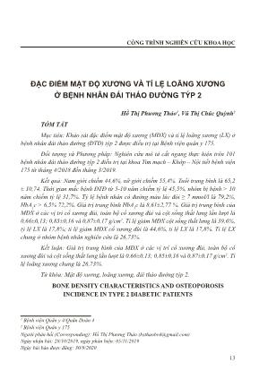 Đặc điểm mật độ xương và tỉ lệ loãng xương ở bệnh nhân đái tháo đường týp 2