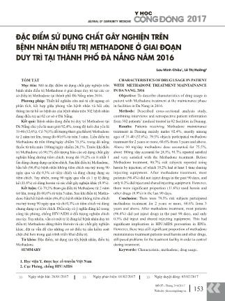 Đặc điểm sử dụng chất gây nghiện trên bệnh nhân điều trị methadone ở giai đoạn duy trì tại thành phố Đà Nẵng năm 2016