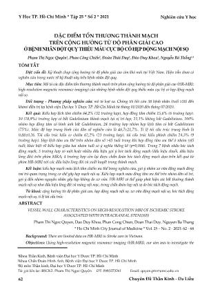 Đặc điểm tổn thương thành mạch trên cộng hưởng từ độ phân giải cao ở bệnh nhân đột quỵ thiếu máu cục bộ có hẹp động mạch nội sọ