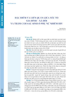 Đặc điểm và liên quan giữa yếu tố gia đình - xã hội và trầm cảm sau sinh ở phụ nữ nhiễm HIV