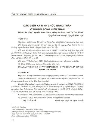 Đặc điểm xạ hình chức năng thận ở người sống hiến thận