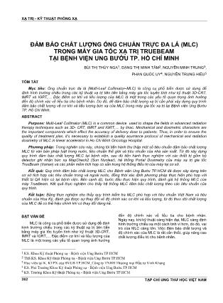 Đảm bảo chất lượng ống chuẩn trực đa lá (MLC) trong máy gia tốc xạ trị truebeam tại Bệnh viện Ung Bướu TP. Hồ Chí Minh