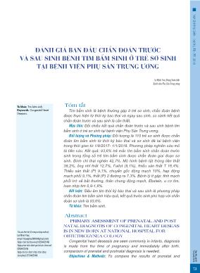 Đánh giá ban đầu chẩn đoán trước và sau sinh bệnh tim bẩm sinh ở trẻ sơ sinh tại Bệnh viện Phụ sản Trung ương