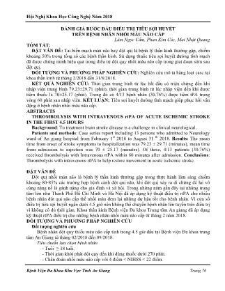 Đánh giá bước đầu điều trị tiêu sợi huyết trên bệnh nhân nhồi máu não cấp