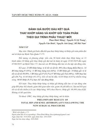 Đánh giá bước đầu kết quả thay khớp háng và khớp gối toàn phần theo qui trình phẫu thuật mới